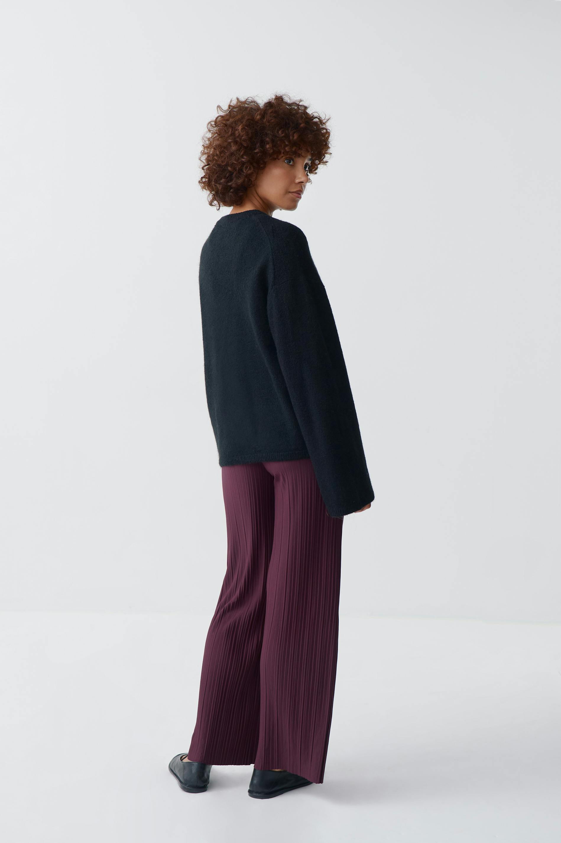 Jersey plisse trousers