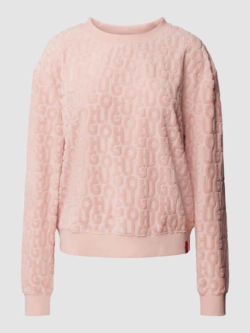 Sweatshirt mit Allover-Label-Muster aus Frottee Modell 'TERRY ME' in rosa