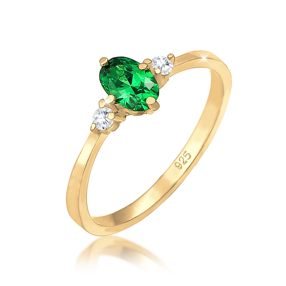 Elli Elli Bague Femmes Bande Élégant avec Cristaux de Zirconium Vert en Argent Sterlin Bague