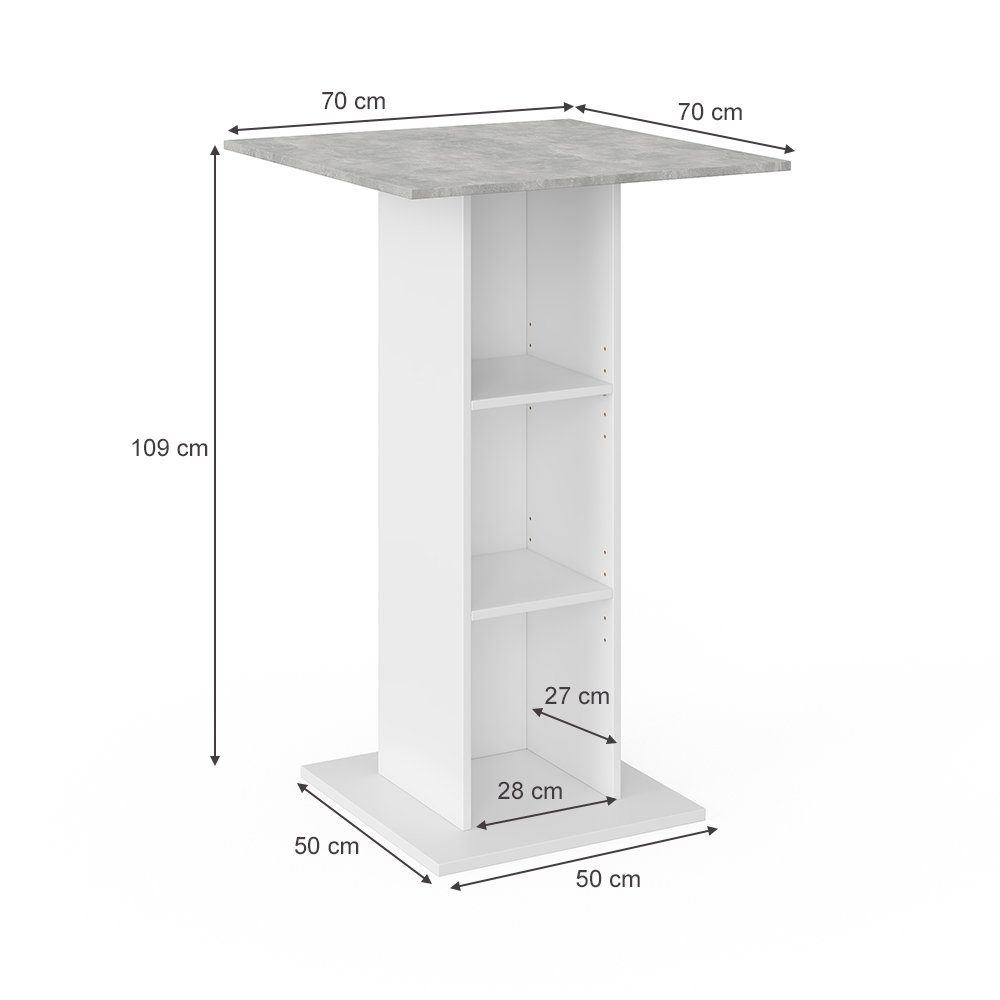 Vicco Bartisch Stehtisch Tresentisch RODEO Weiß Beton