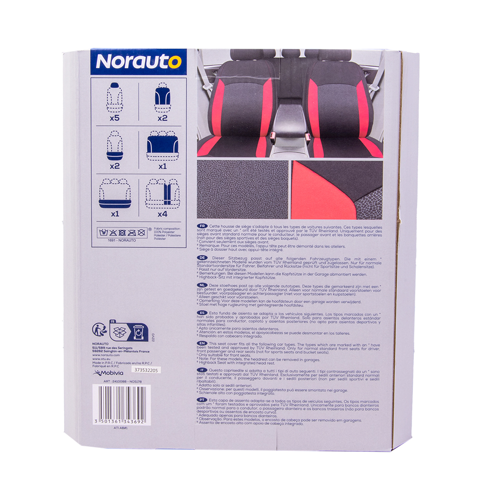 Set Norauto Deimos Universal-Sitzbezüge rot/schwarz - ATU