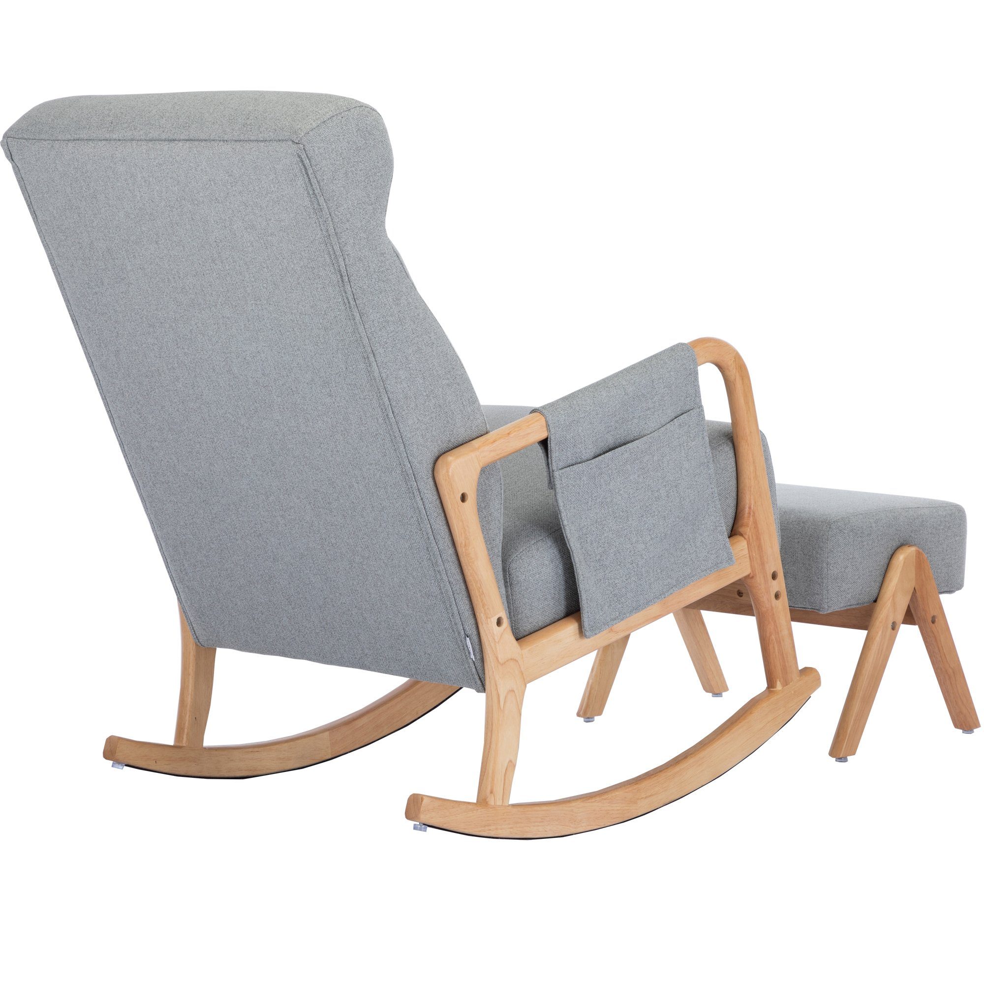 Gotagee Schaukelstuhl 65x85x94cm Schaukelstuhl Sitz mit Fußhocker Holzbeine Armlehnsessel