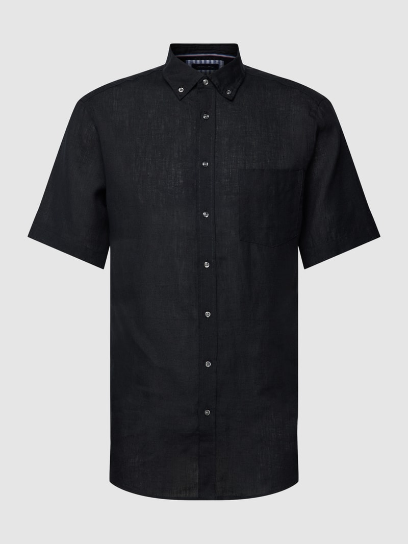 Freizeithemd mit Button-Down-Kragen in schwarz