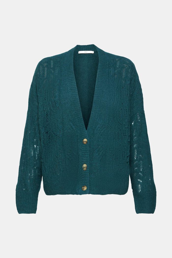Zopfstrick-Cardigan mit Wolle und Alpaka