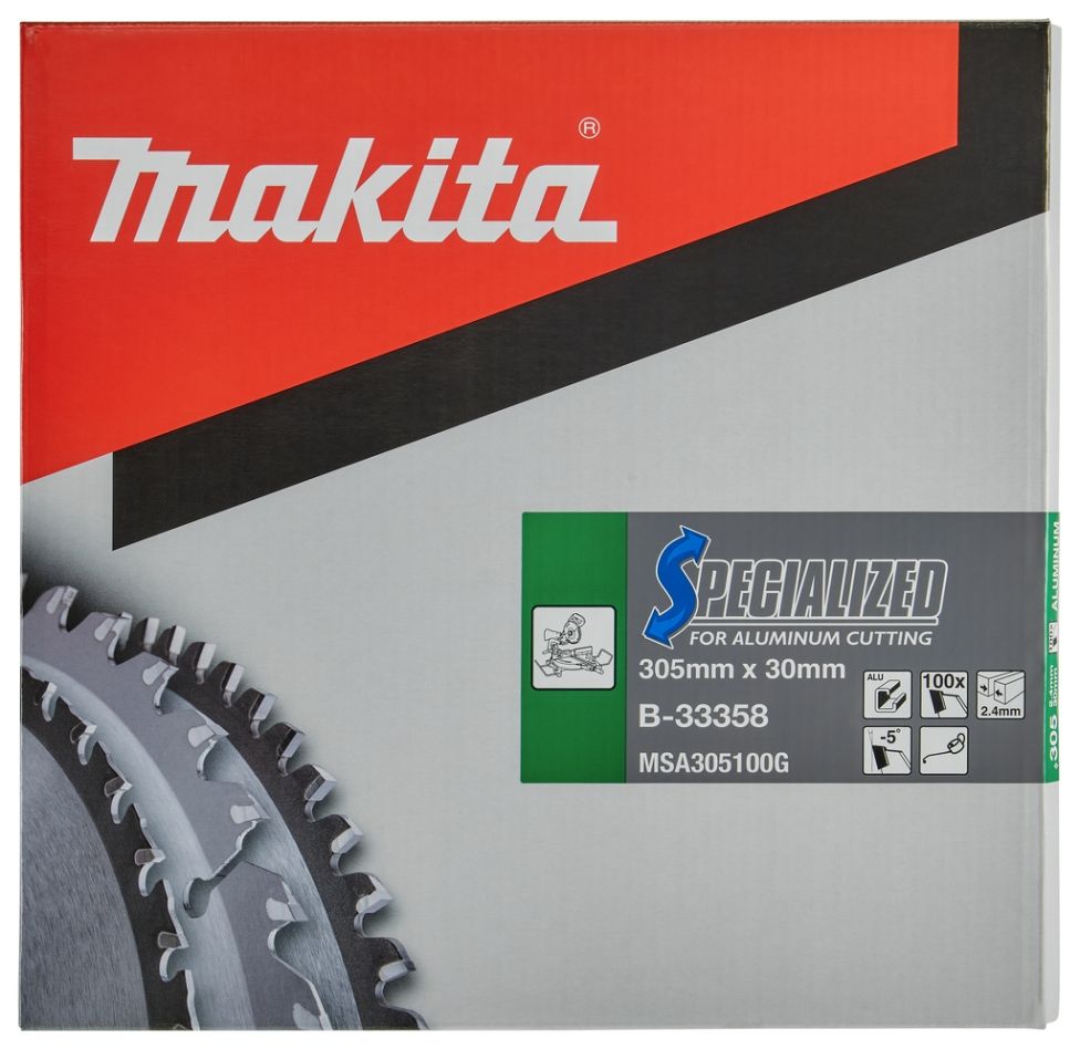 Makita Tilbehør B-33358 HM sagblad Spesifikasjon Aluminium 305 x 30 x 100T