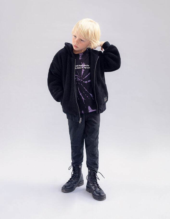 Cardigan réversible noir Sherpa et molleton garçon