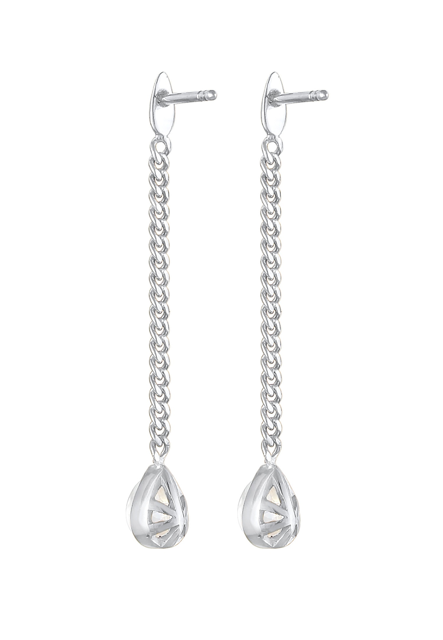Elli PREMIUM női fülbevaló divatos elegáns láncban holdkővel, 925-ös sterling ezüstből