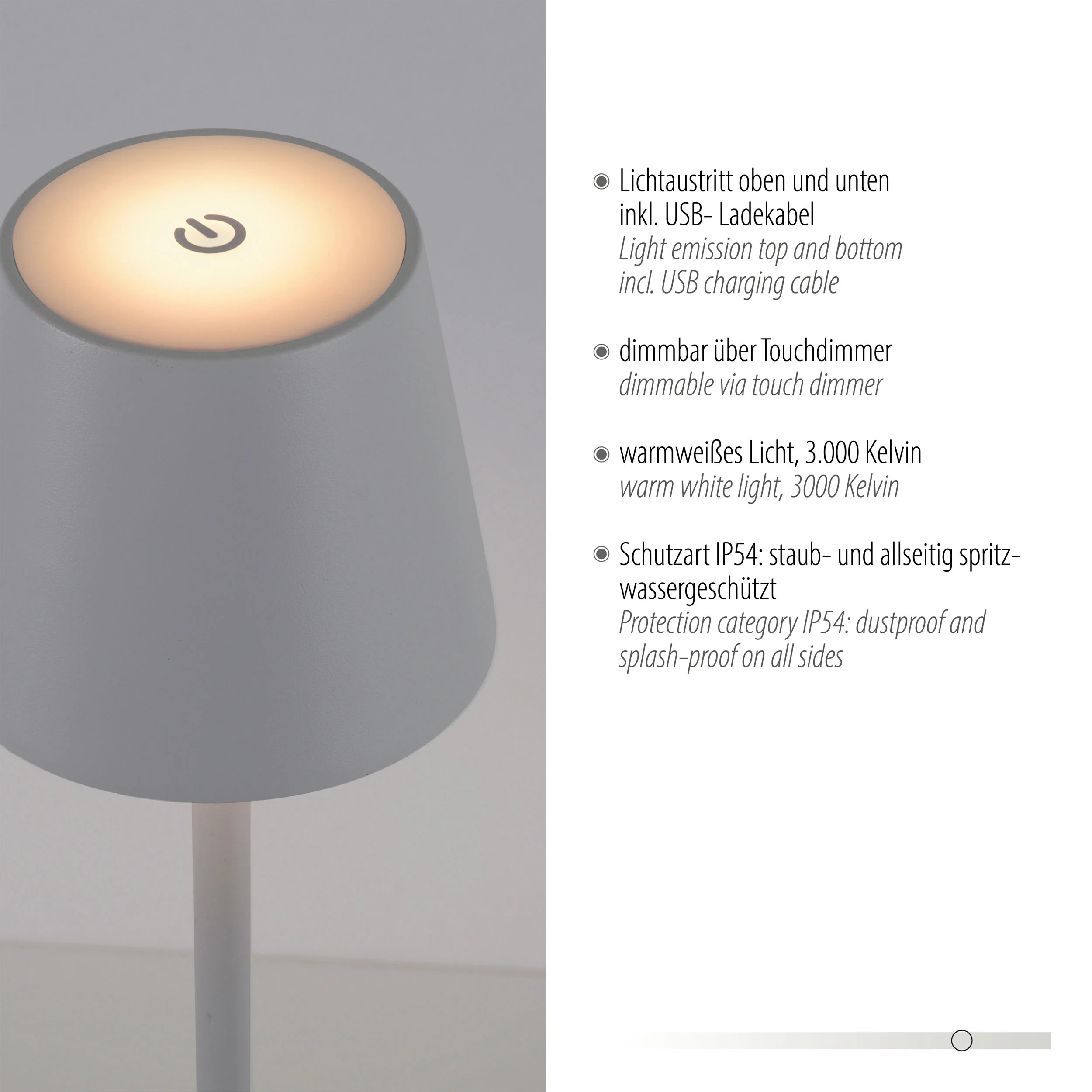 JUST LIGHT.LED-Akku-Tischleuchte 1flg