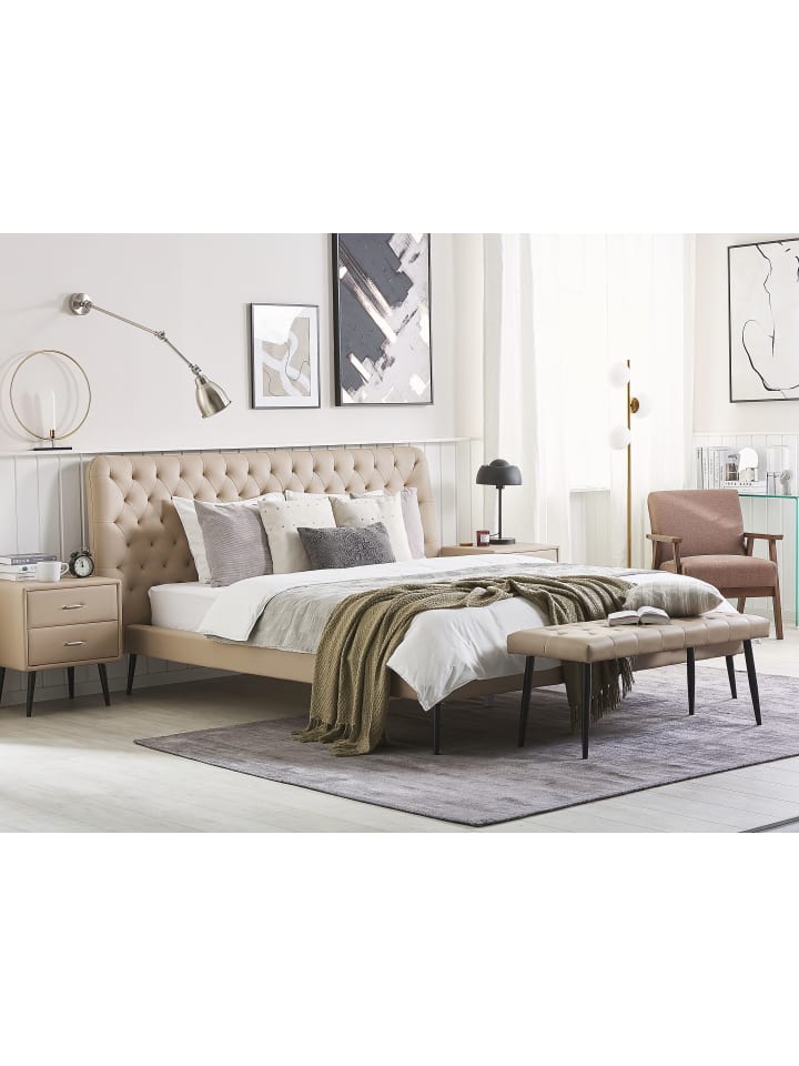 Beliani Doppelbett ESSONNE in Beige - (W) 208 x (H) 108 x (L) 219 cm günstig kaufen onesize