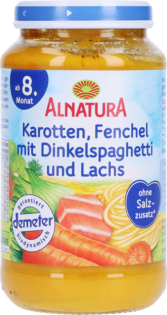 Alnatura Bio Karotte-Fenchel mit Dinkelspaghetti & Lachs