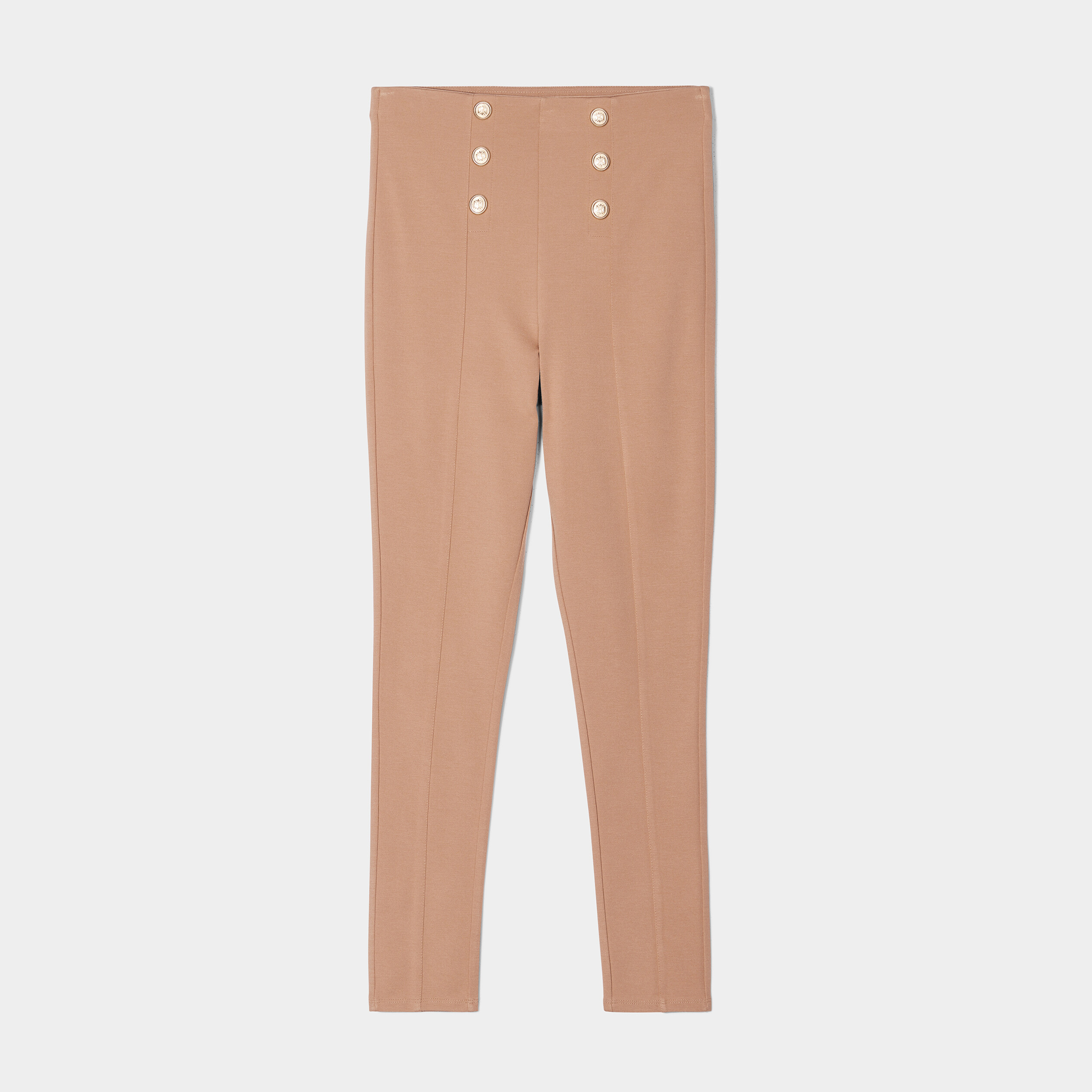 Pantalon tregging slim à ponts marron clair femme | La Halle