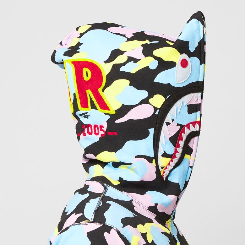 A Bathing Ape New Multi Camo 2nd Shark Full Zip Hooide M Black