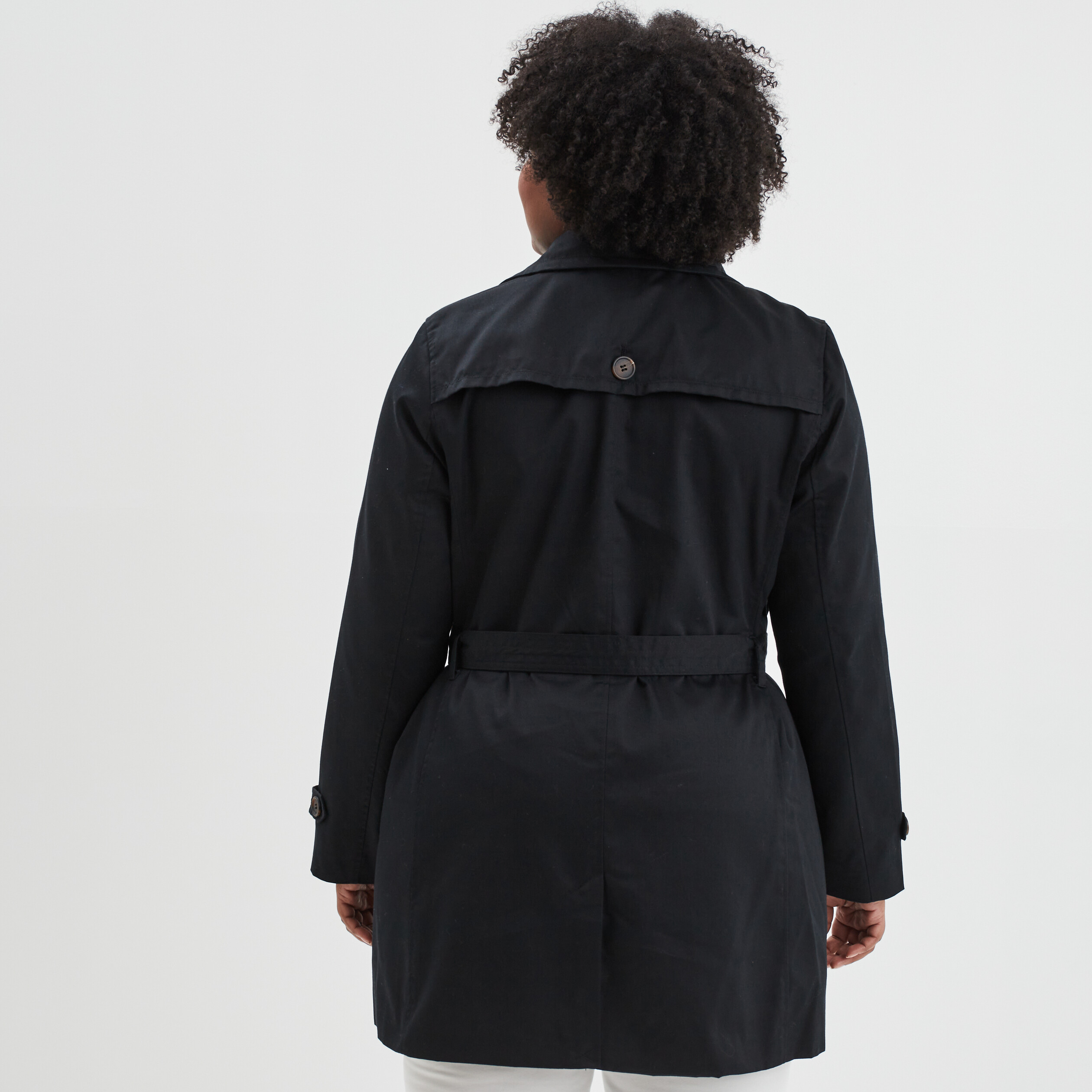 Trench droit ceinturé noir femme grande taille | La Halle