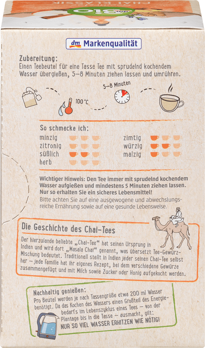 Gewürz-Tee, Chai Tee Klassik (20 x 2 g), 40 g