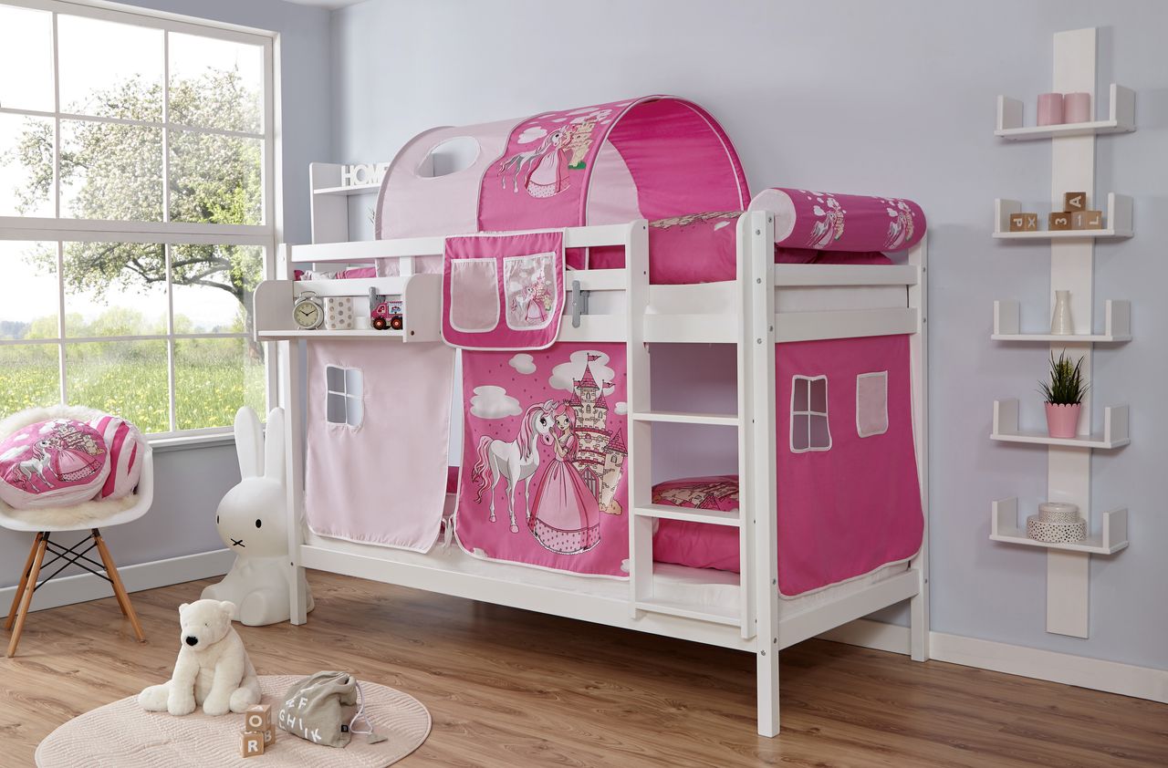 Ticaa Etagenbett Rene Buche weiß Horse-Pink,A2