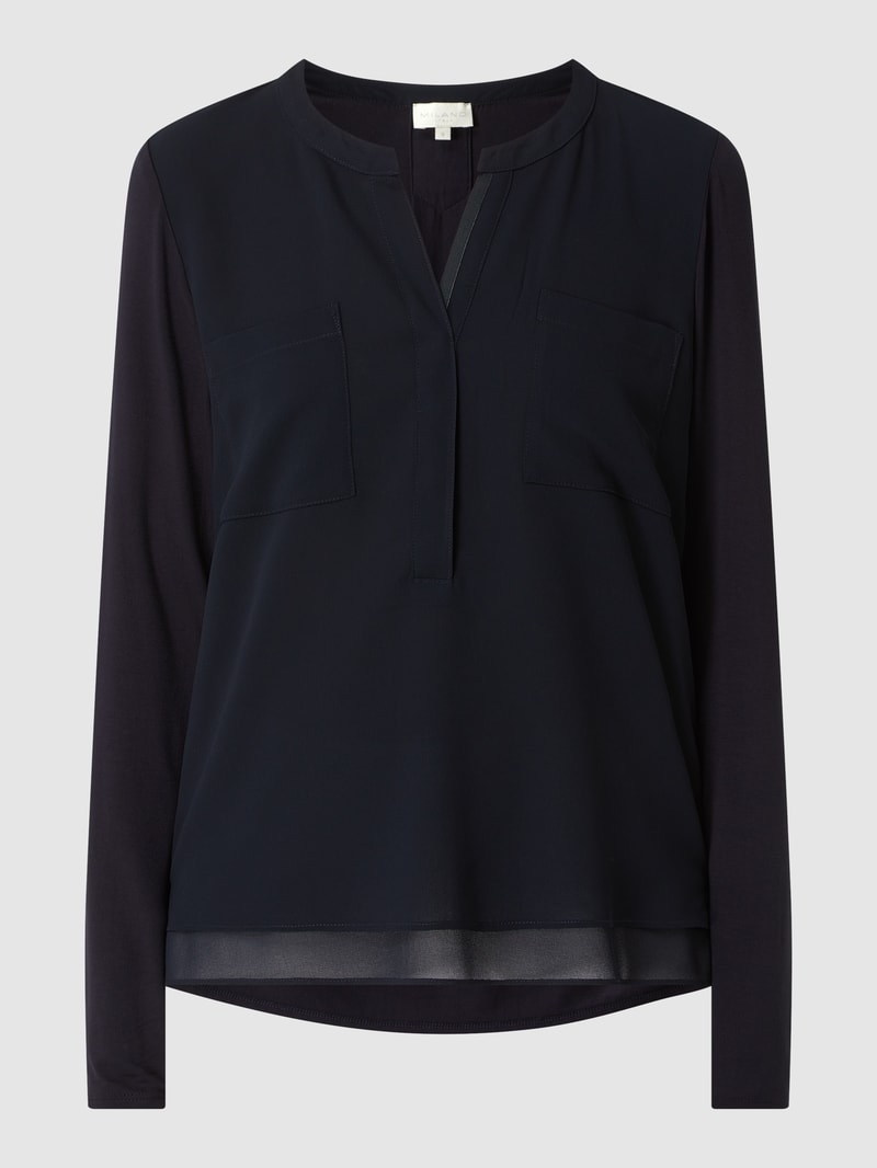 Blusenshirt aus Krepp in marineblau