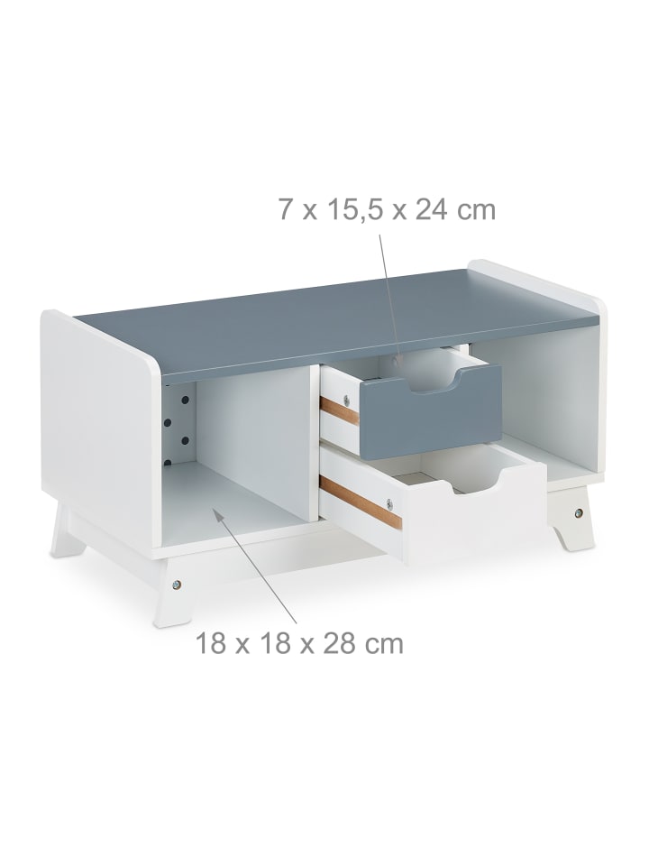 relaxdays Kinderregal in Weiß/ Grau - (B)60 x (H)30 x (T)30 cm günstig kaufen onesize