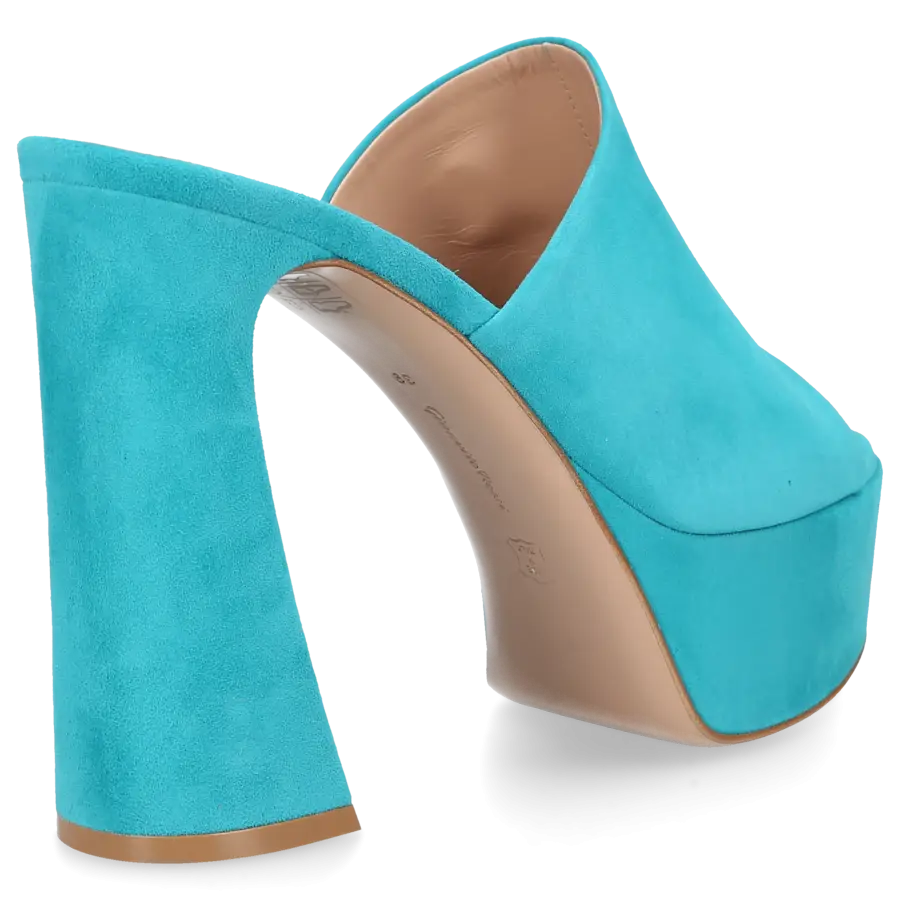 Gianvito Rossi - Pantoletten HOLLY MULE Veloursleder - türkis