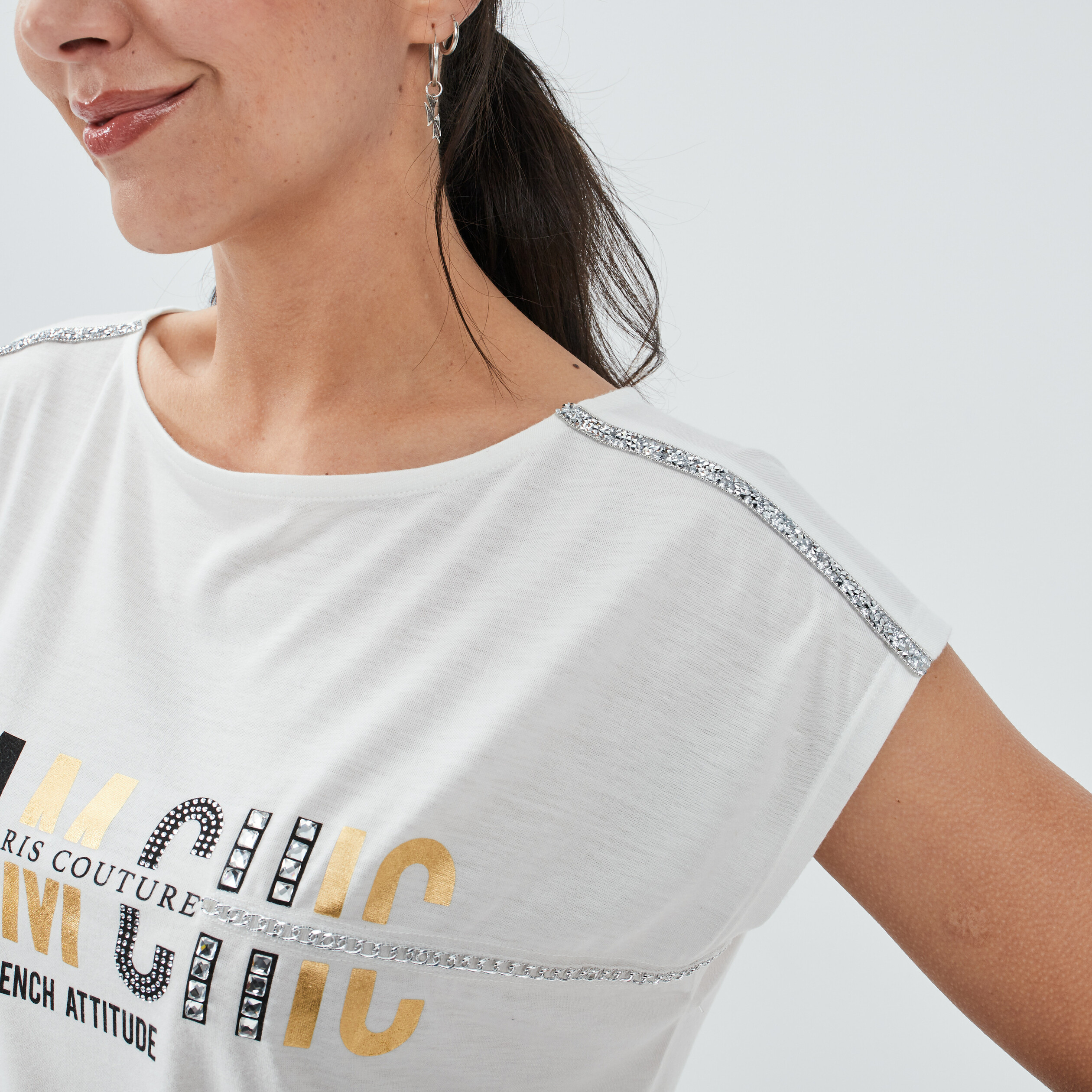 T-shirt manches courtes ivoire femme | La Halle