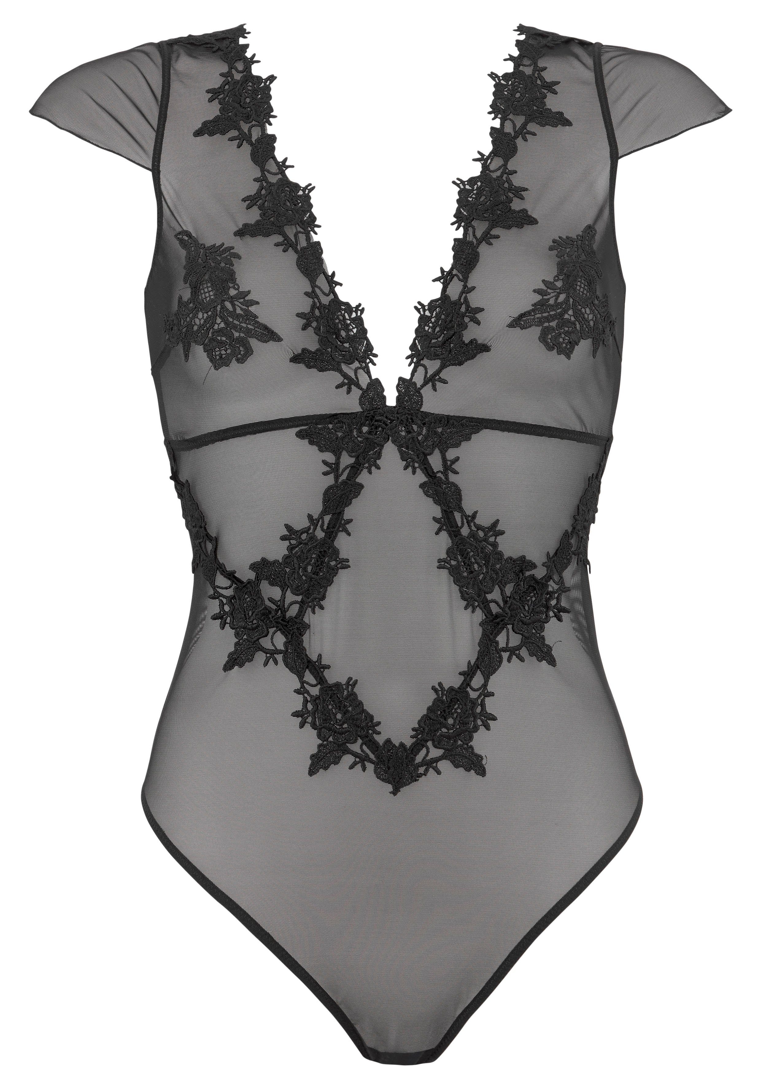 LASCANA Stringbody in dezent transparenter Optik mit Stickereispitze, sexy Dessous