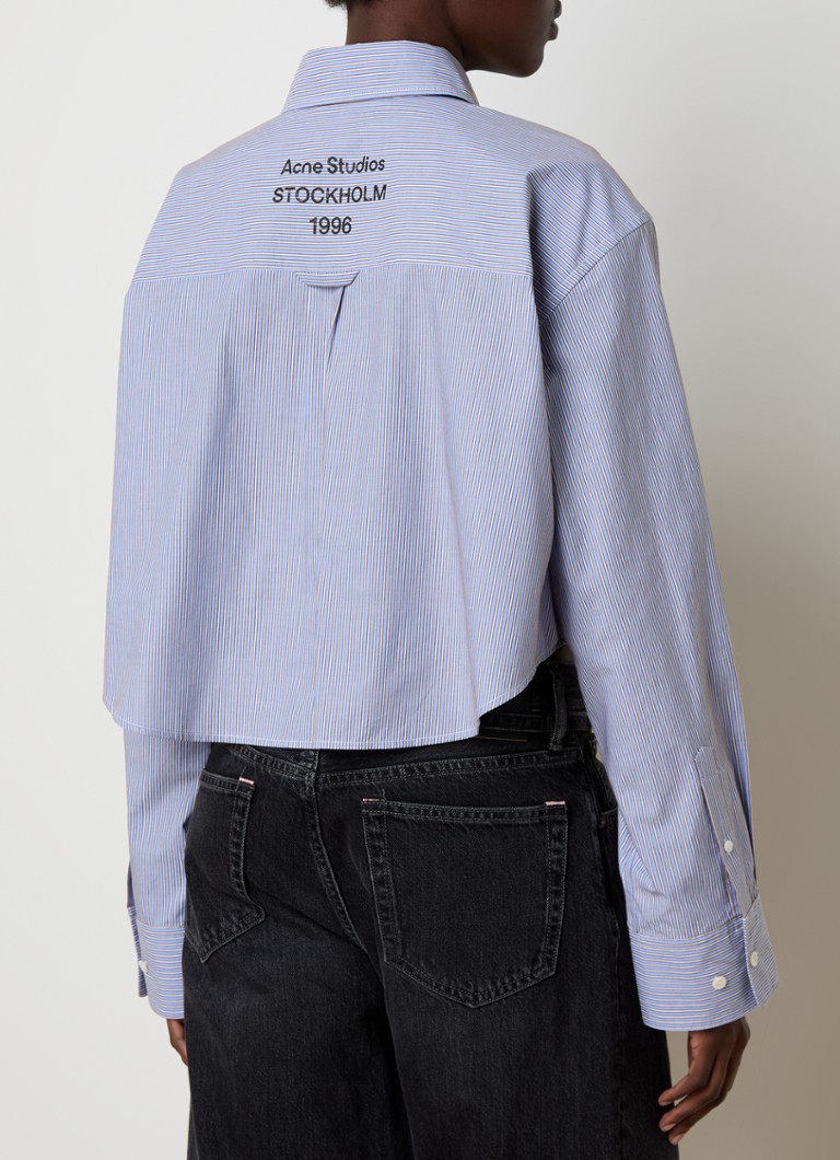 Blusa corta a righe con logo stampato di Acne Studios