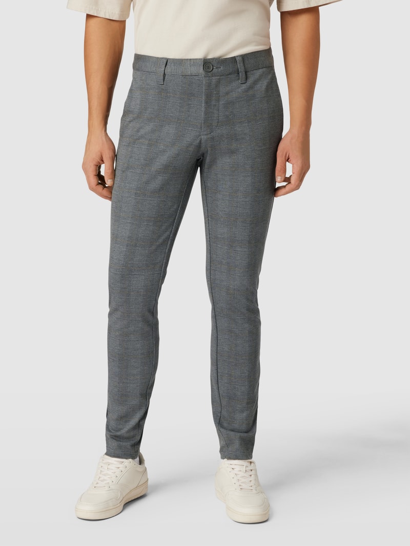 Tapered Fit Hose mit Glencheck-Muster Modell 'MARK' in mittelgrau