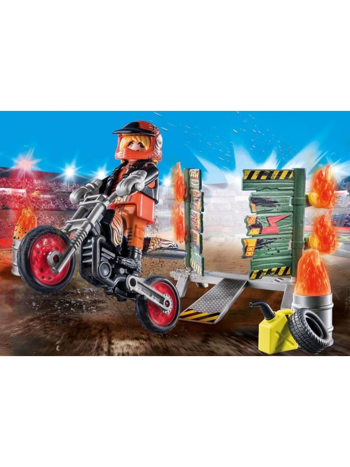 Playmobil Stuntshow Motorrad mit Feuerwand in Mehrfarbig ab 4 Jahre günstig kaufen onesize