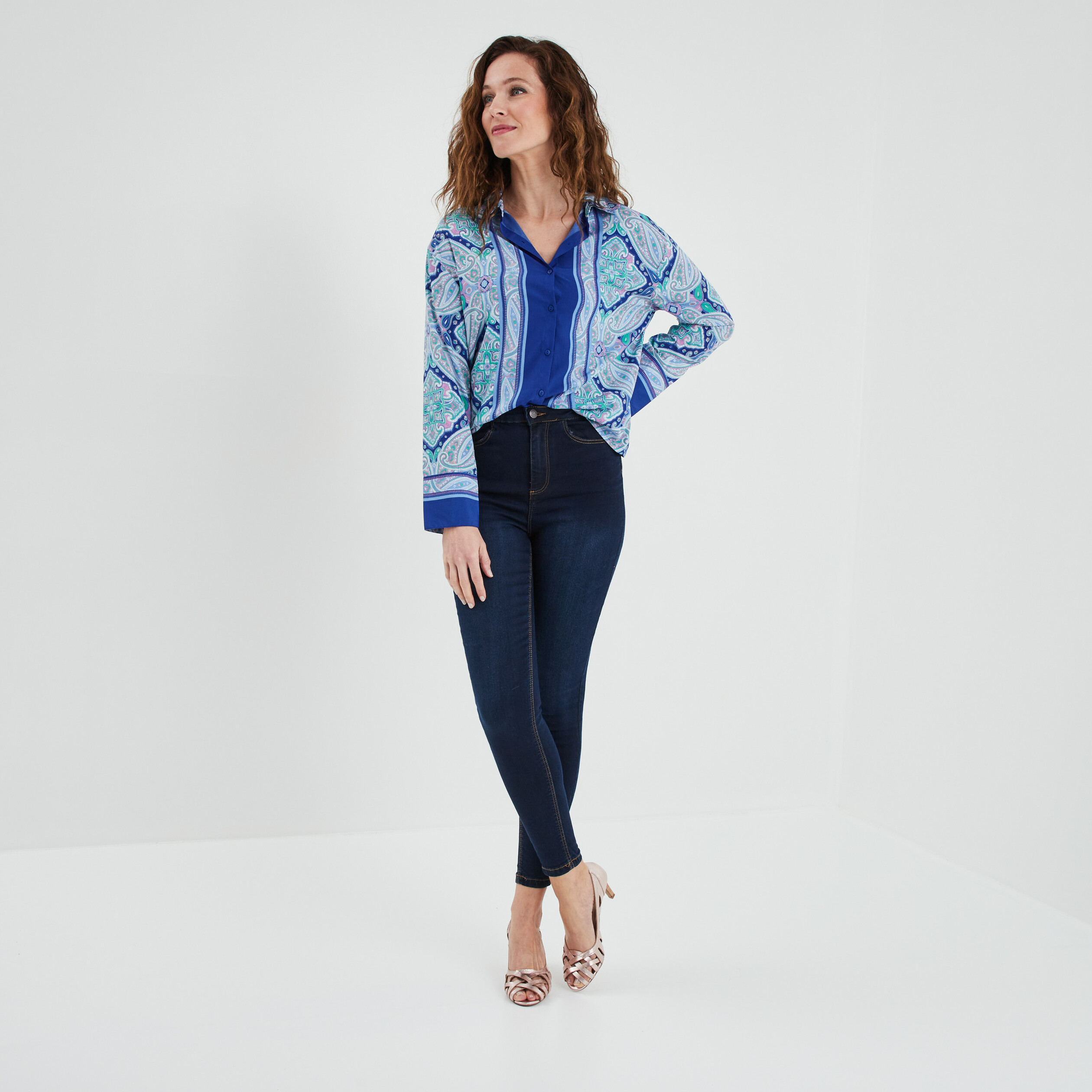 Jeans skinny taille haute denim brut femme | La Halle