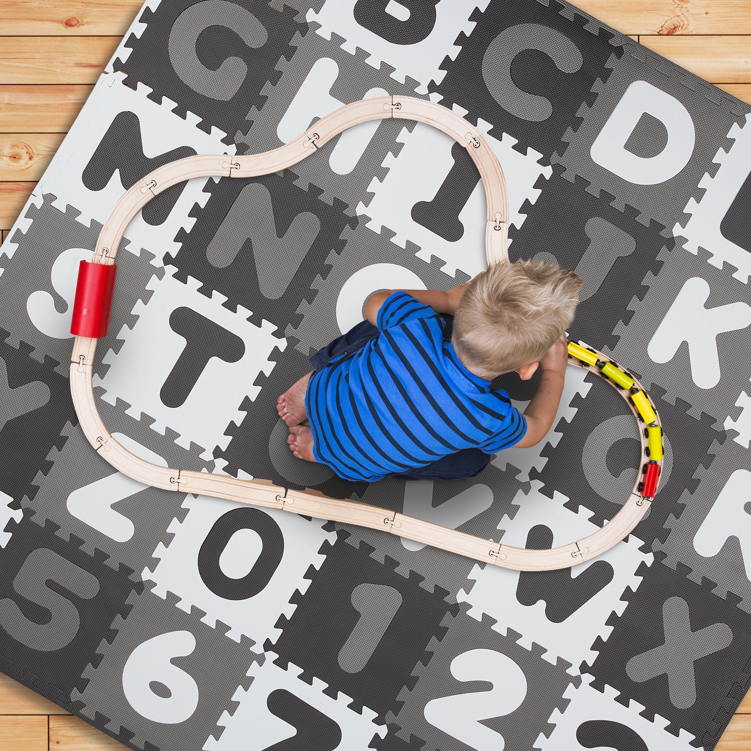 relaxdays Spielmatte Puzzlematte ABC und Zahlen