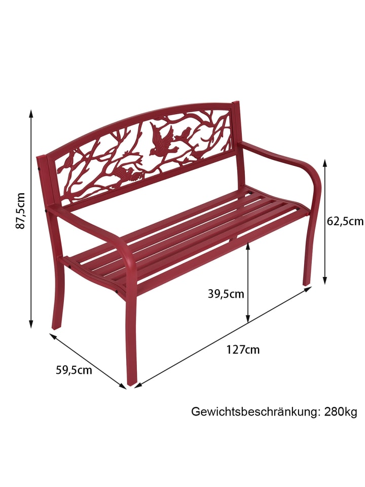 COSTWAY Gartenbank Gusseisen in Rot günstig kaufen onesize