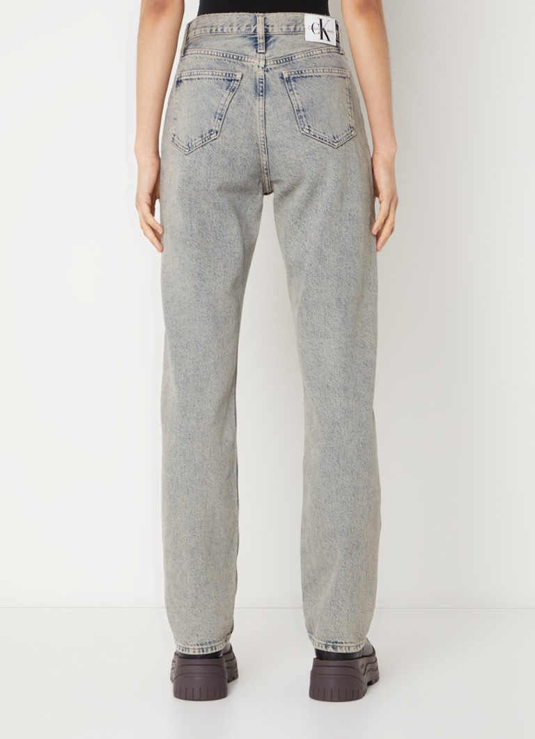 Calvin Klein high-waist straight-leg jeans with a colored wash