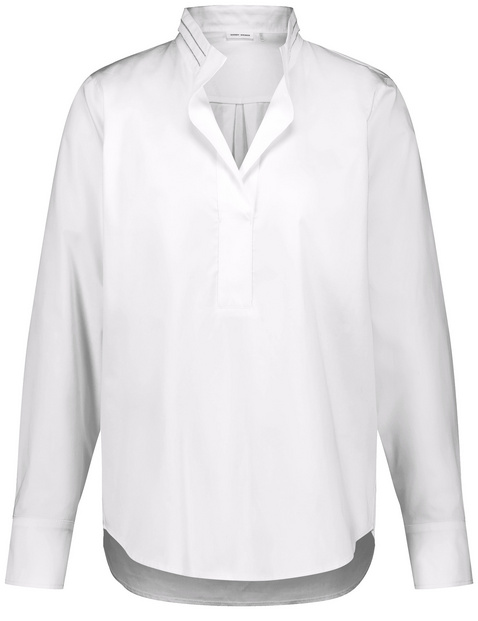 Baumwollbluse mit dekorativem Stehkragen