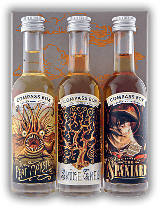 Compass Box Miniaturenbox 3x0,05 Liter Peat Monster, Spice Tree, Spaniard neue Ausstatung Compass Box Miniaturenbox 3x0,05 Liter Peat Monster, Spice Tree, Spaniard neue Ausstatung  0,15	 Liter - Vol 45%