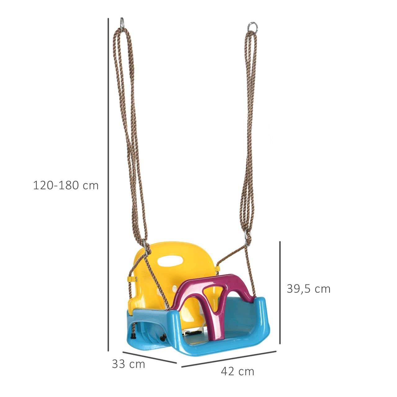 Outsunny 3-in-1 Babyschaukel, Kinderschaukel mit verstellbarem Seil, Blau