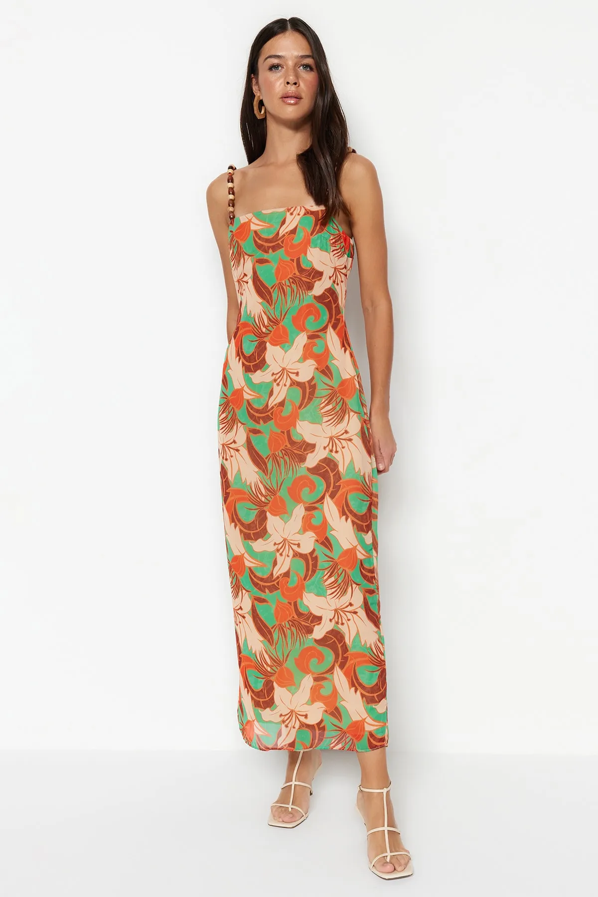 Trendyol Collection  Mehrfarbiges, gewebtes Trägerkleid TWOSS23EL02206
