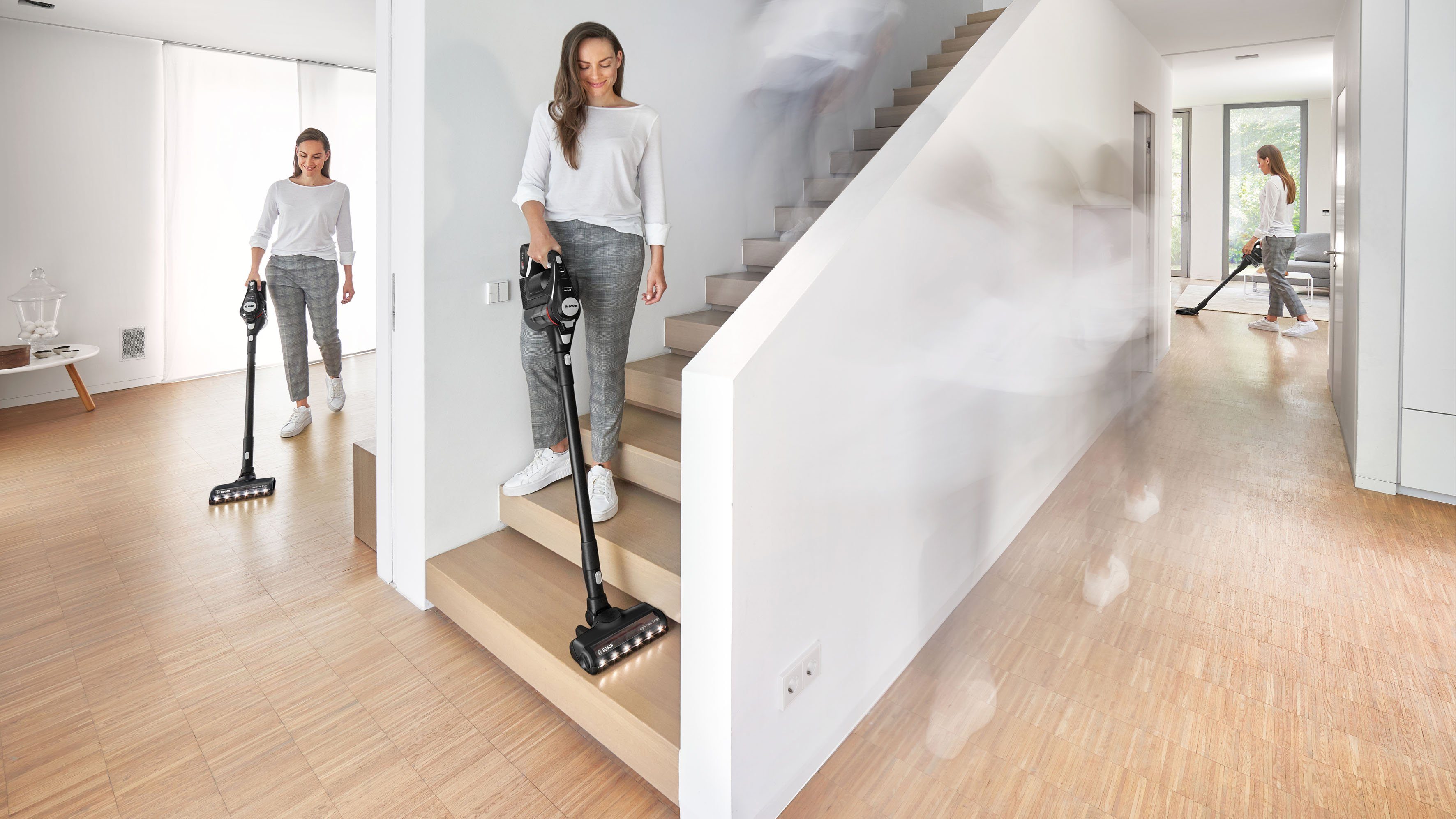 BOSCH Akku-Stielstaubsauger BKS8214T Unlimited Serie, 8 Gen2, beutellos, 45 Min Laufzeit, inkl. elektrische Minidüse und flexibler Fugendüse