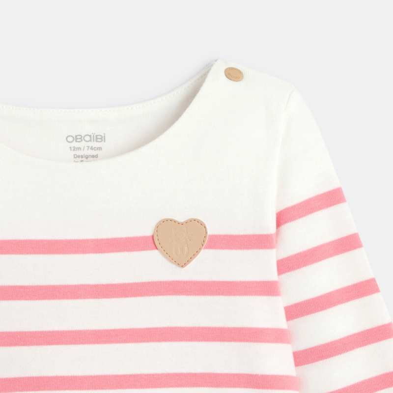 T-shirt marinière rayé rose bébé fille
