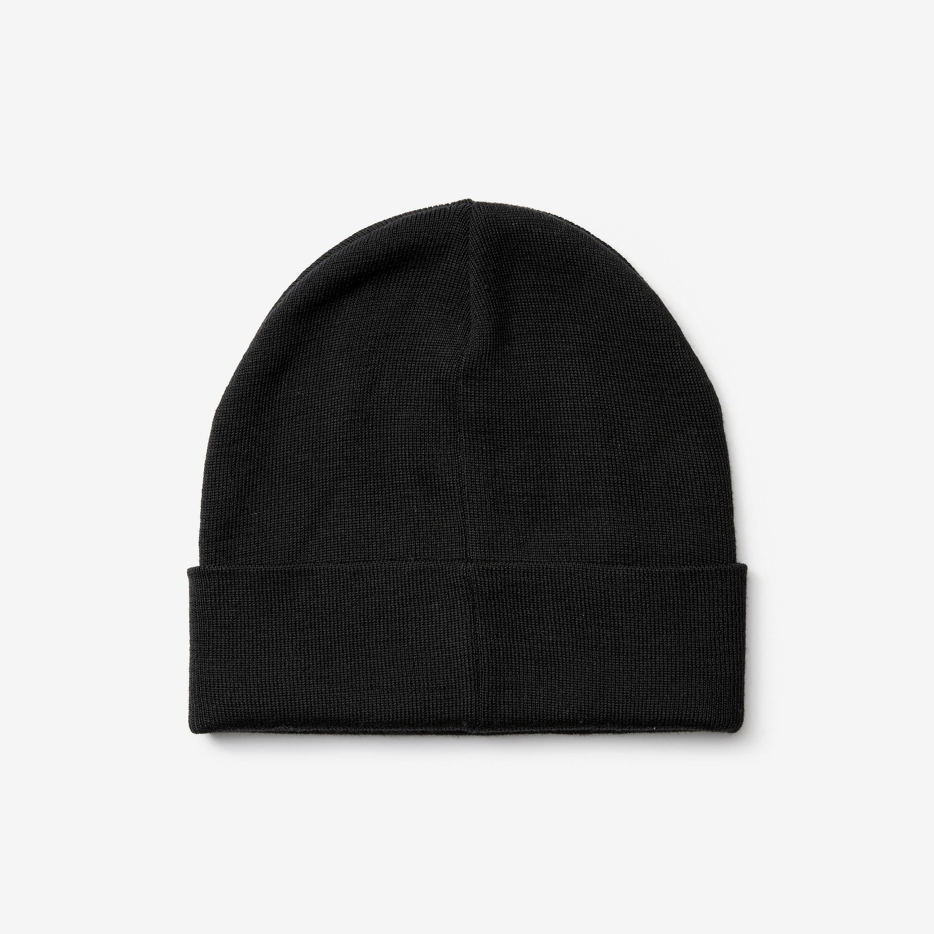 Merino 3D Logo Beanie Black