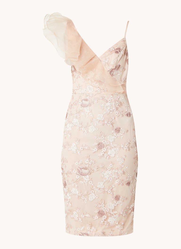 Abito midi Chi Chi London con volant e ricami