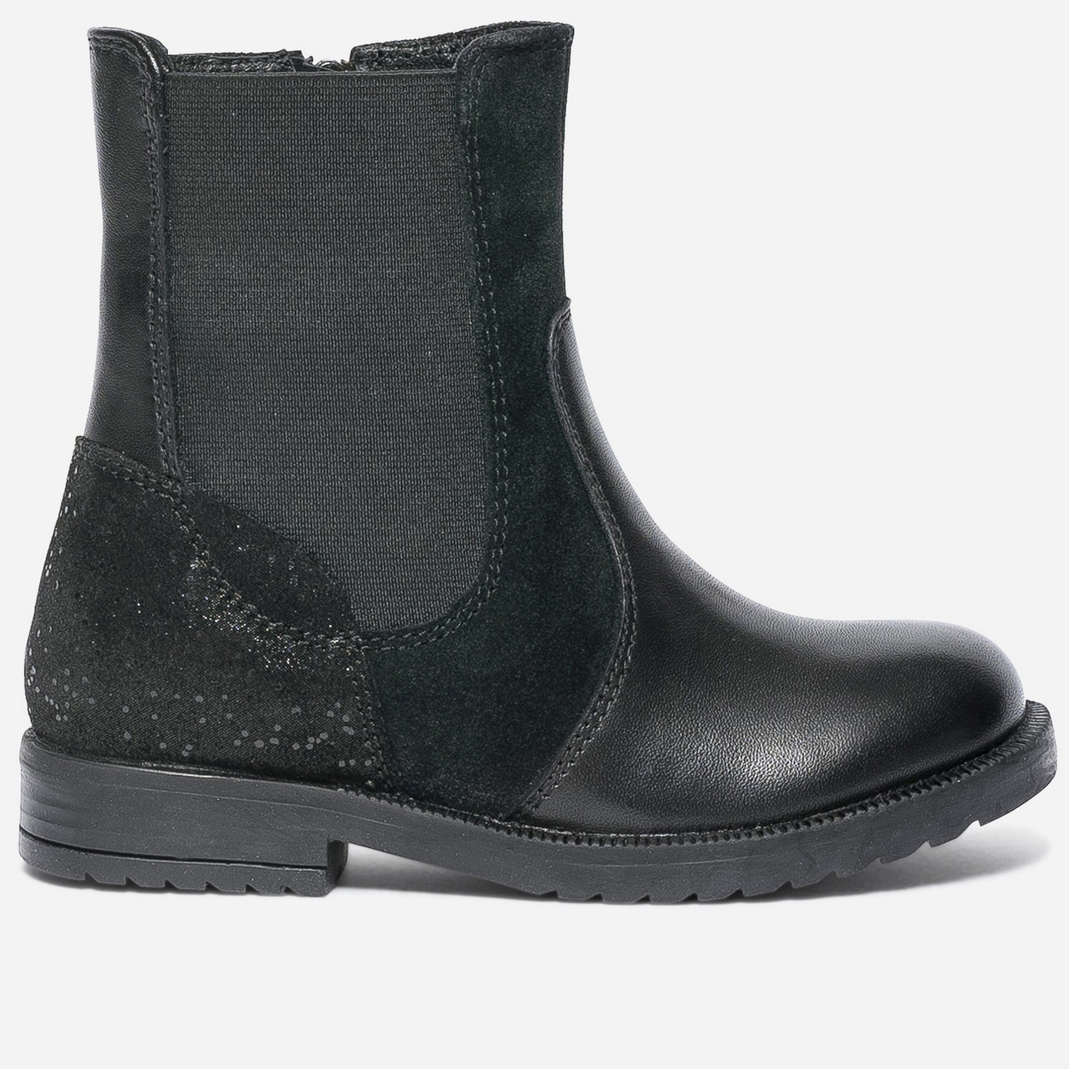 Boots noir en cuir et cuir velours