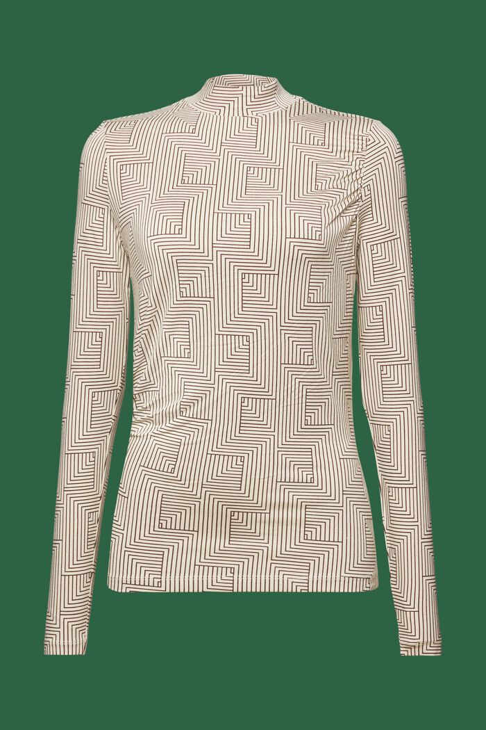 Jersey-Longsleeve mit Stehkragen und Print