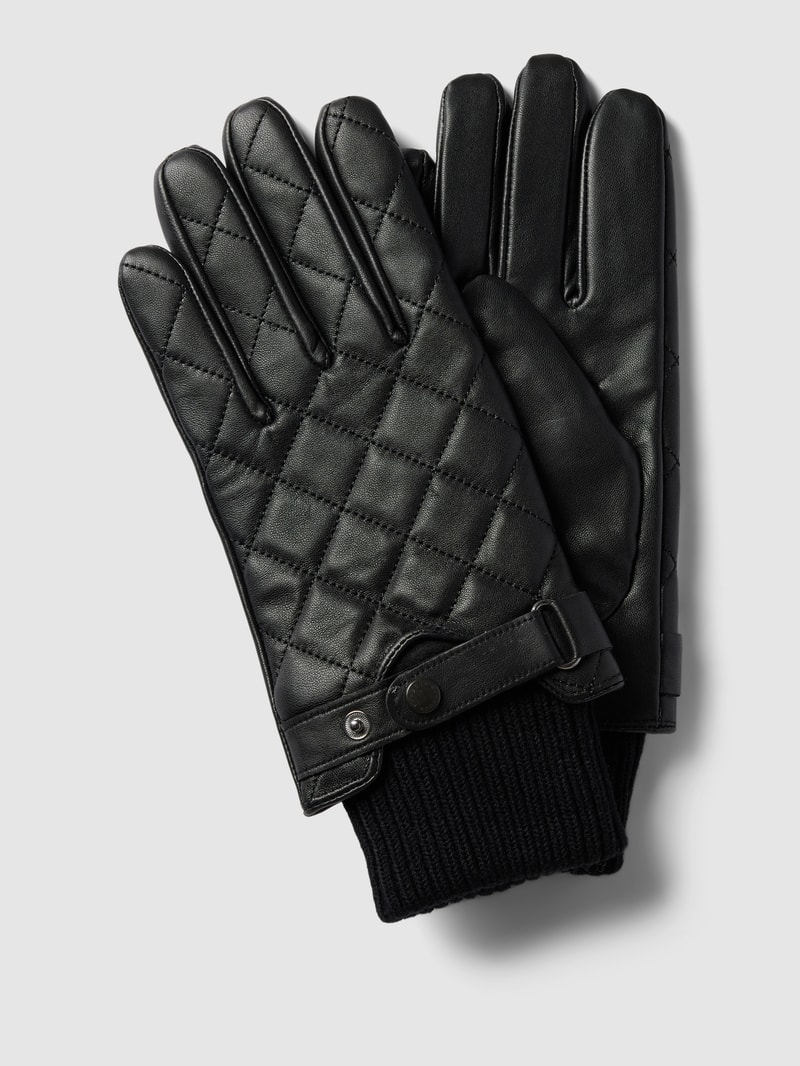 Handschuhe mit verstellbarem Riegel Modell 'QUILTED' in schwarz