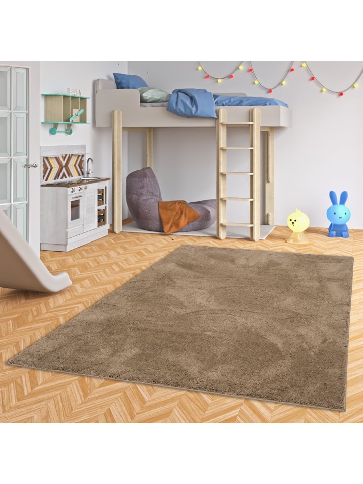 Pergamon Kinderteppich Super Soft Hochflor Silky Kids in Taupe günstig kaufen