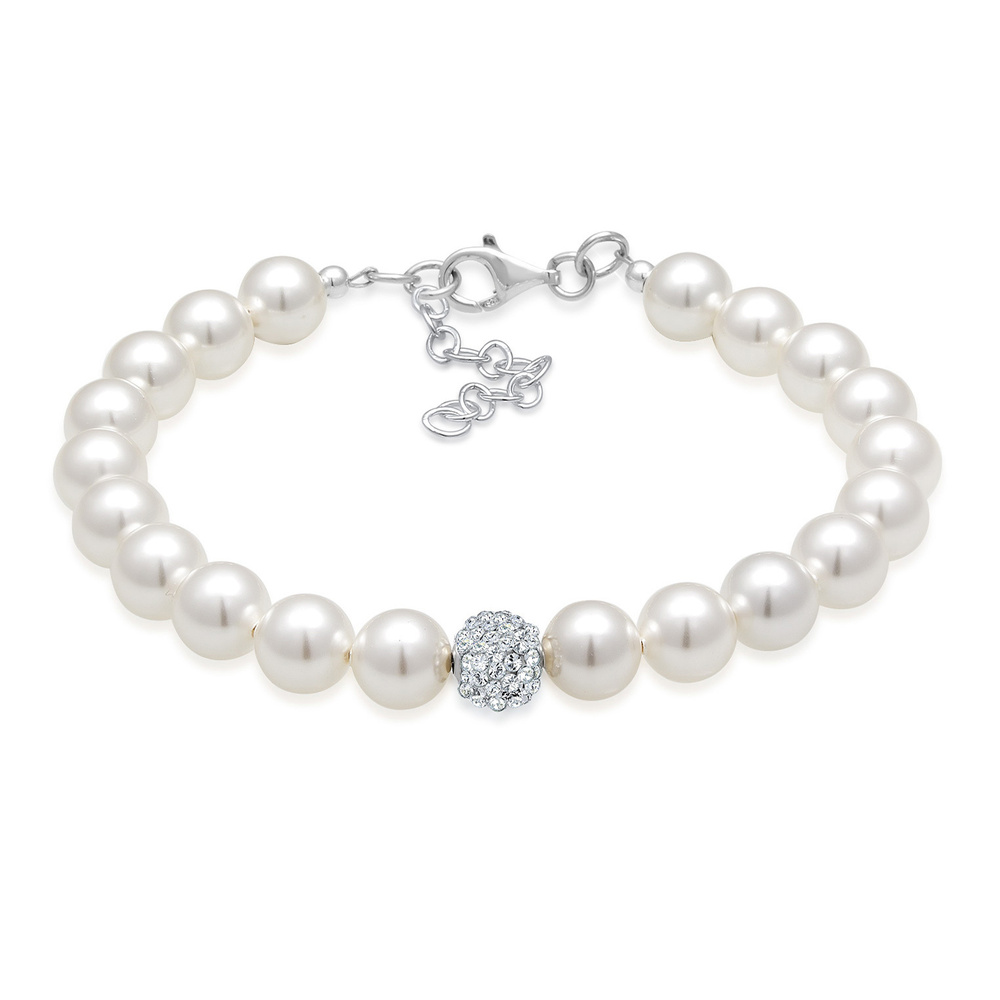 Elli Elli Bracelet Femmes Elégant avec Perles Synthétiques et Cristaux en Argent Sterl Bracelet
