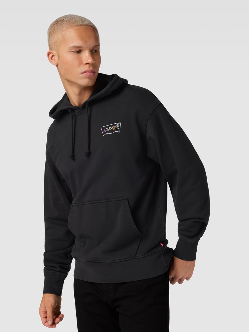 Hoodie mit Logo-Print in schwarz