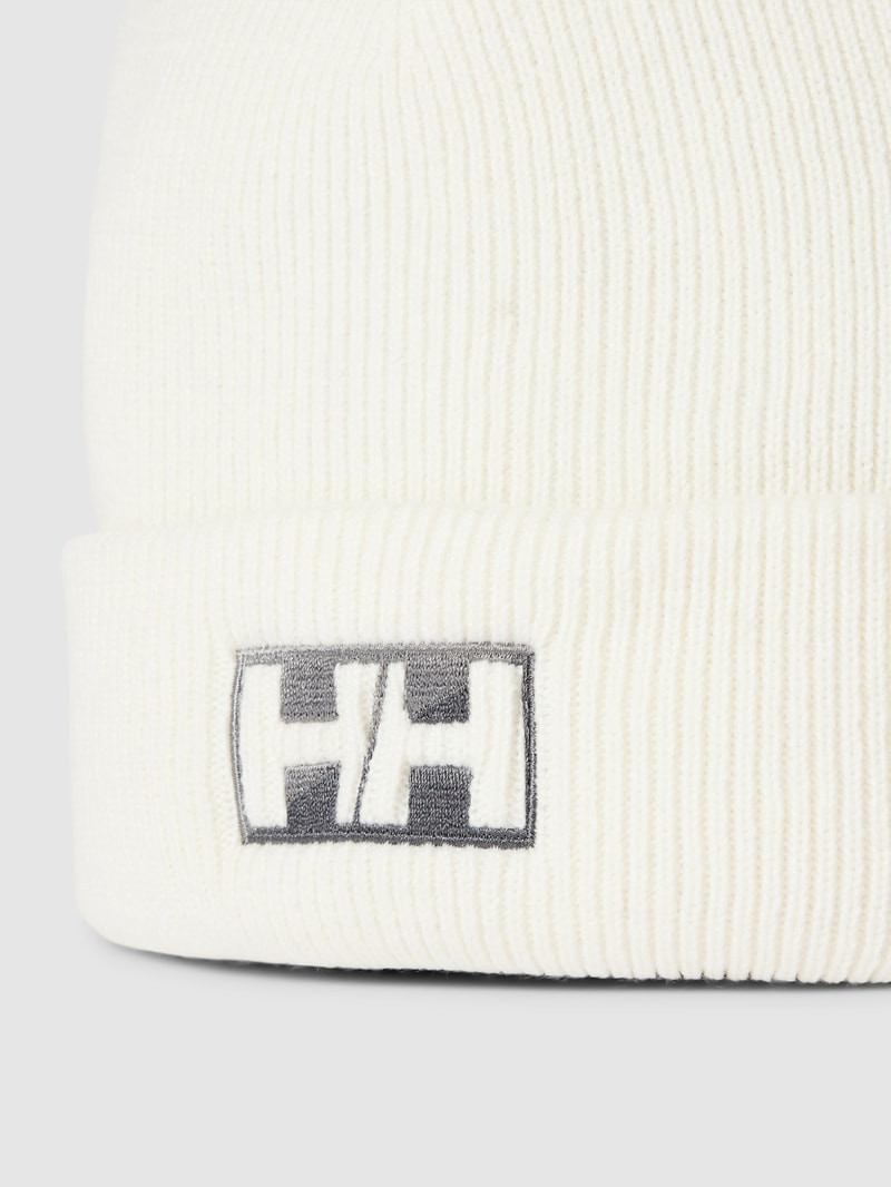 Beanie mit Logo-Stitching in offwhite