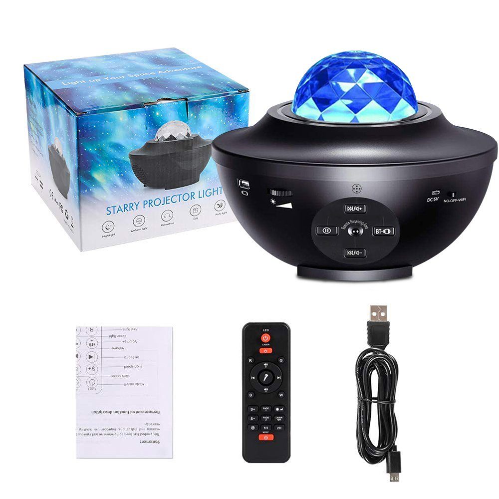 Rosnek LED Nachtlicht Smart Wifi,Bluetooth,mit Fernbedienung, Kinder Weihnachten Geschenke, USB-Stecker, LED, RGB, LED-Projektorlicht, LED Sternenhimmel Lampe