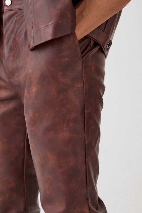 Slim-Fit PU-Hose mit Farbverlauf