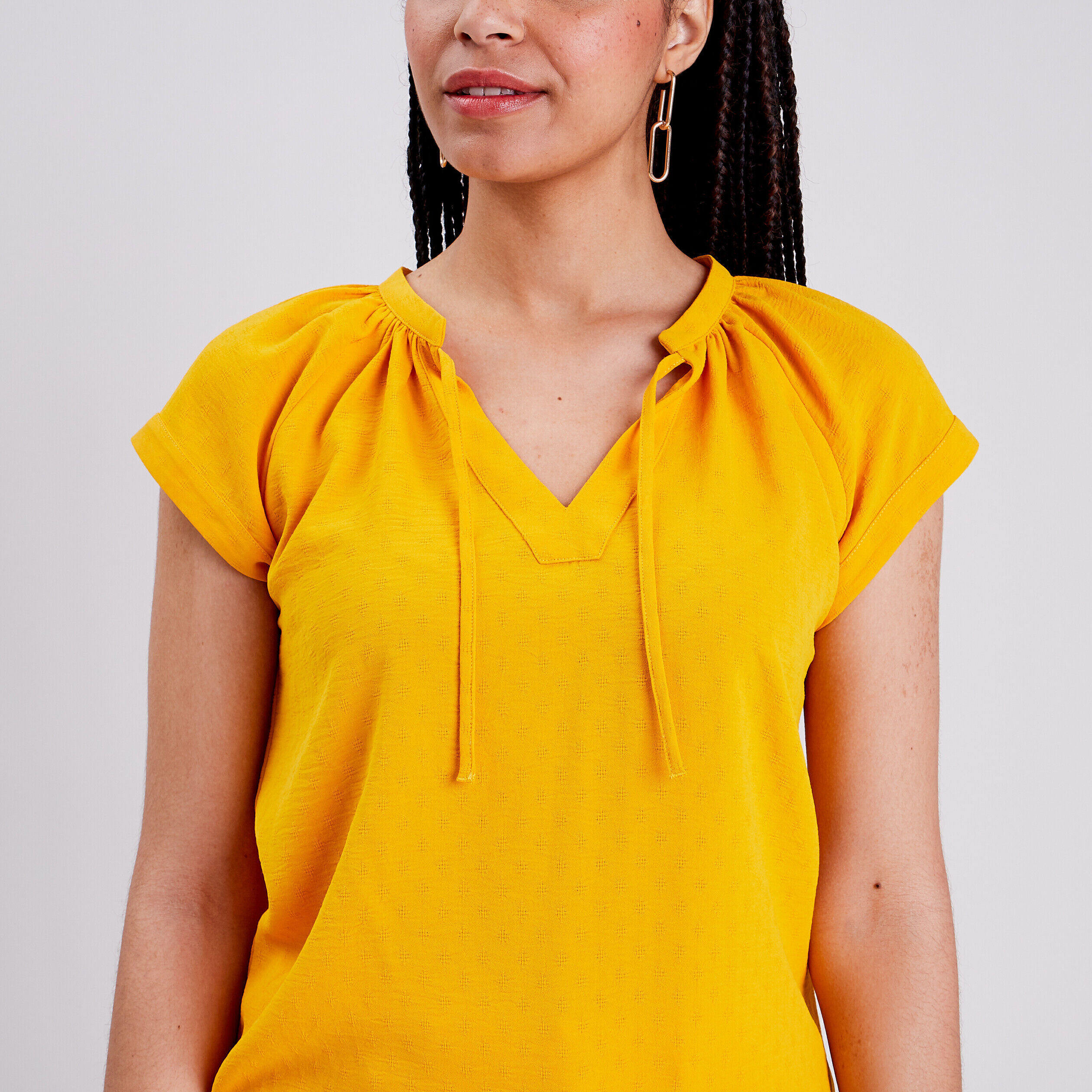 Blouse manches courtes jaune foncé femme | Cache Cache