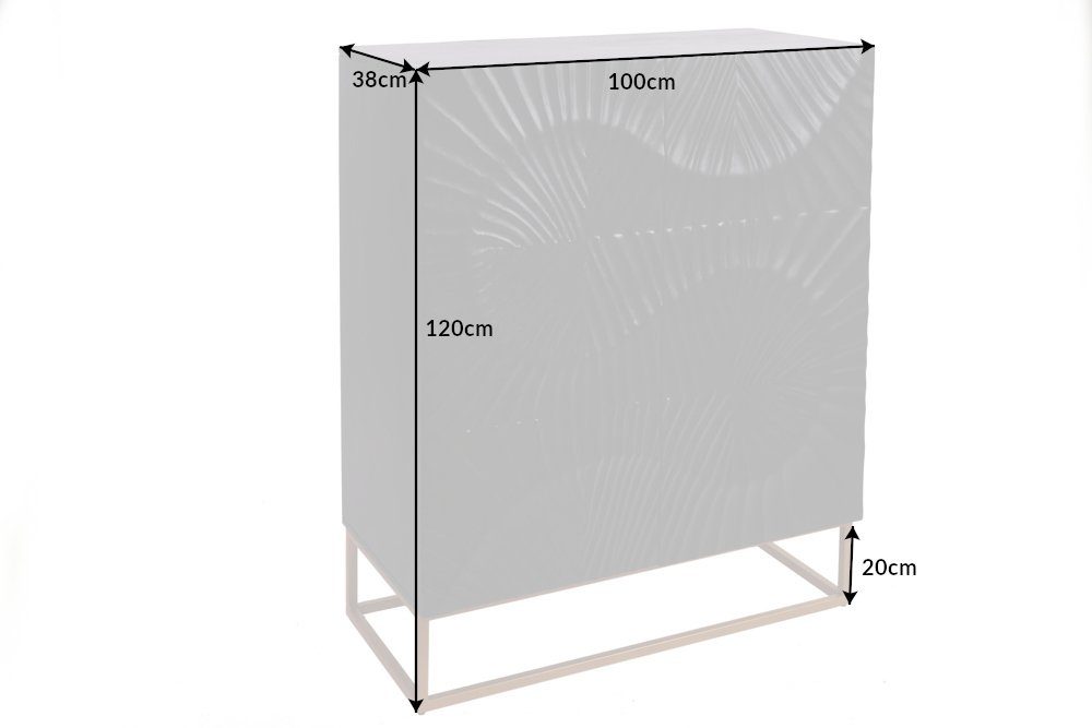 riess-ambiente Highboard SCORPION 120cm schwarz, Massivholz · Schrank · 3D Schnitzereien · Handarbeit · Wohnzimmer